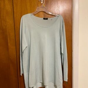 Tahari Chic Light Green Minty Look Long Sleeve Women’s Knit Top, Size 1X